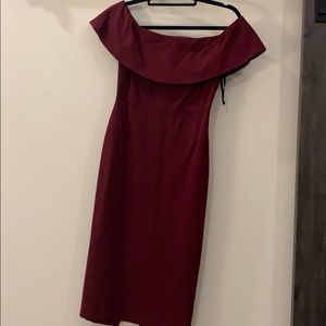 Babaton maroon off the shoulder dress